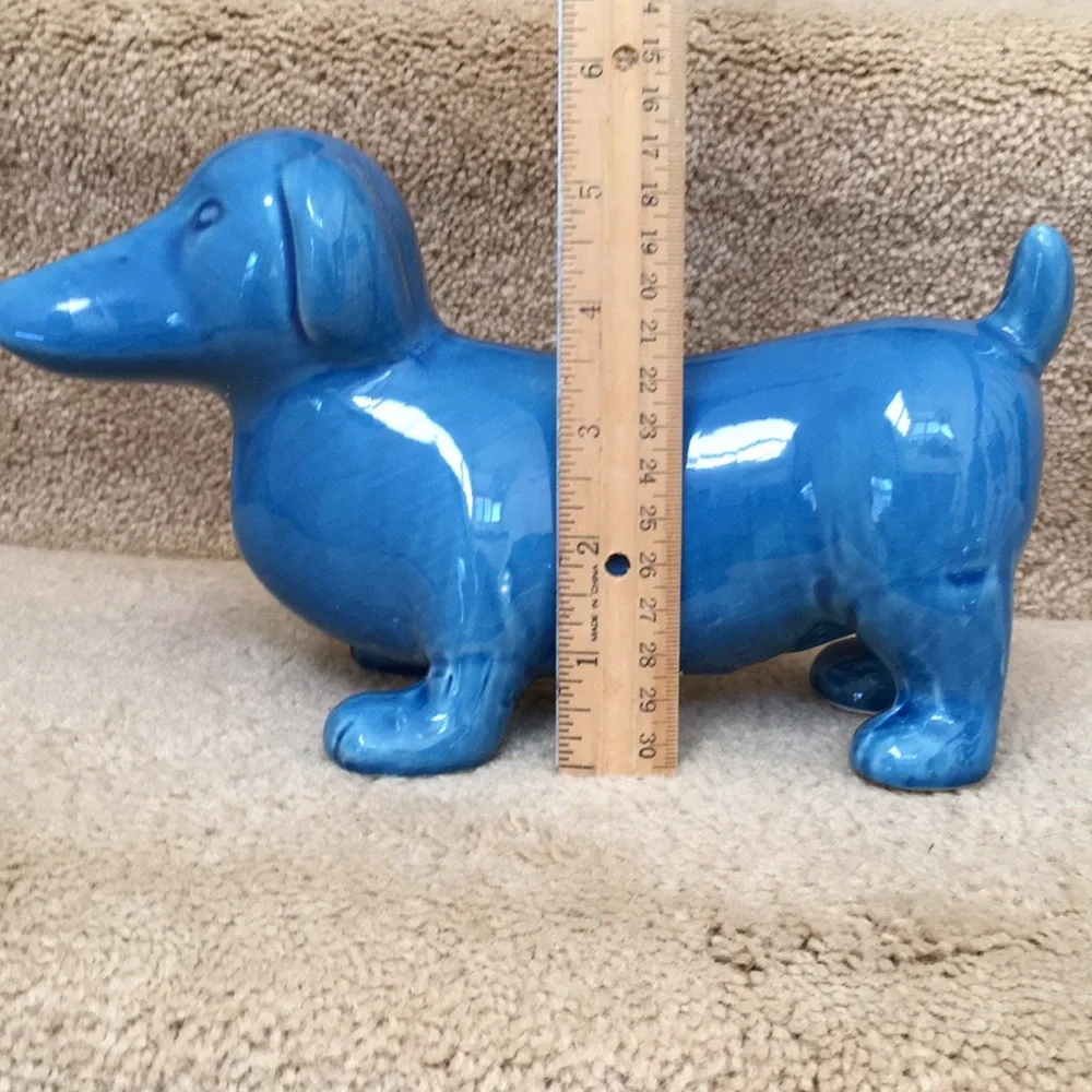 Dachshund decor piece in blue.